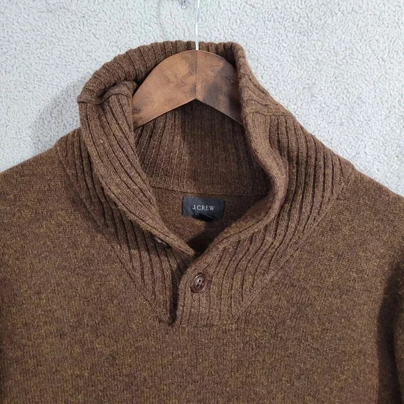 J.Crew Mens Brown Merino Wool & Nylon Shawl Collar Sweater Size L  27CT - Picture 6 of 8